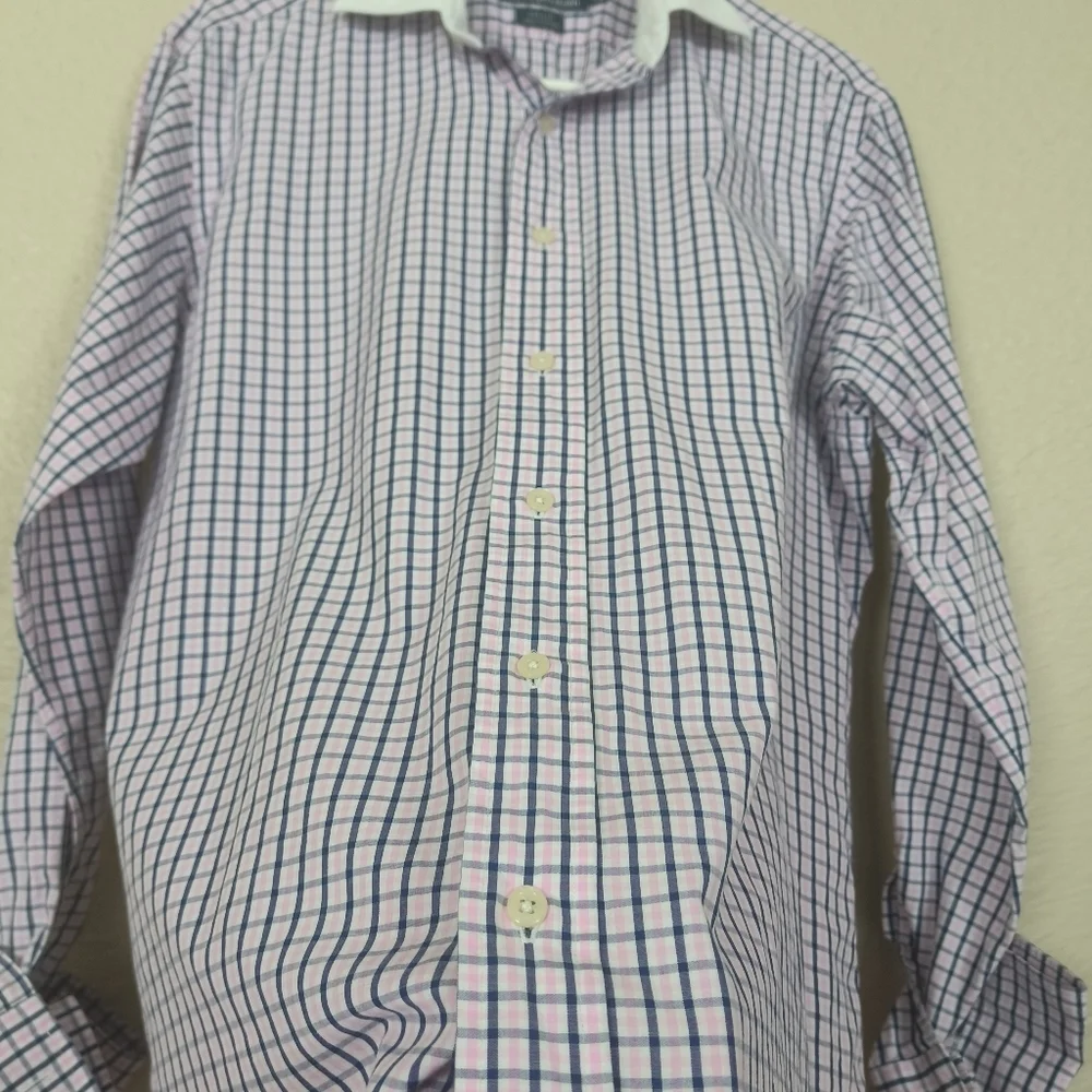 POLO RALPH LAUREN Men's Dress Shirt Long Sleeve 15 1/2-34 Pink/Blue Plaid Button